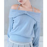 サックス | 【OLIVE des OLIVE】リボンオフショルニット | NICE CLAUP / OLIVE des OLIVE　OUTLET