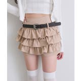 ベージュ | 【OLIVE des OLIVE】合皮ベルト付きフリルショートパンツ | NICE CLAUP / OLIVE des OLIVE OUTLET