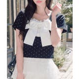 ブラック | 【OLIVE des OLIVE】リボン映え半袖トップス | NICE CLAUP / OLIVE des OLIVE OUTLET