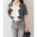 【Belle Charme】ミニリボンショートスリーブジャケット | NICE CLAUP / OLIVE des OLIVE　OUTLET | 詳細画像1 