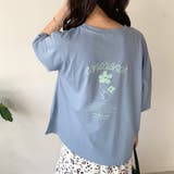 ブルー | 花プリントビッグTシャツ | OLIVE des OLIVE OUTLET
