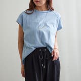 ブル-グレ- | 【コットン100%、サスティナブル】8色展開オーガニックコットンフレンチTシャツ | NICE CLAUP / OLIVE des OLIVE OUTLET