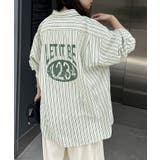 【NUNIFE】バックプリントストライプシャツ | NICE CLAUP / OLIVE des OLIVE OUTLET | 詳細画像1