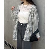ブラック | 【NUNIFE】バックプリントストライプシャツ | NICE CLAUP / OLIVE des OLIVE OUTLET