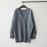 ブルー | ブランケットステッチVカーディガン | RMAF　NICE CLAUP / OLIVE des OLIVE