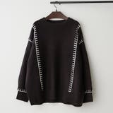ブラック | ブランケットステッチクループルオーバー | RMAF NICE CLAUP / OLIVE des OLIVE