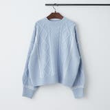 サックス | ブランケットステッチケーブルプルオーバー | RMAF NICE CLAUP / OLIVE des OLIVE