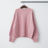 ピンク | ブランケットステッチケーブルプルオーバー | RMAF NICE CLAUP / OLIVE des OLIVE