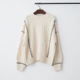 アイボリー | ブランケットステッチケーブルプルオーバー | RMAF NICE CLAUP / OLIVE des OLIVE