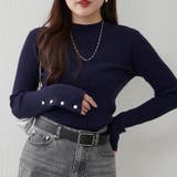 ネイビー | 【8色展開】袖ボタンハイネックリブプルオーバー | RMAF NICE CLAUP / OLIVE des OLIVE