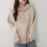 ベージュ | ネップ入りハーフジップニット | RMAF NICE CLAUP / OLIVE des OLIVE