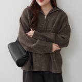 ブラウン | ネップ入りハーフジップニット | RMAF NICE CLAUP / OLIVE des OLIVE