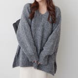 ブークレV開きニットプルオーバー | RMAF NICE CLAUP / OLIVE des OLIVE | 詳細画像5