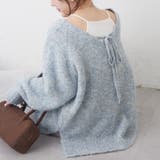 サックス | ブークレV開きニットプルオーバー | RMAF NICE CLAUP / OLIVE des OLIVE