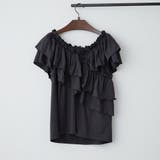 ブラック | マルチウェイオフショルフリルTシャツ | RMAF NICE CLAUP / OLIVE des OLIVE