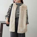 グレージュ | フェイクファーロングベスト | RMAF　NICE CLAUP / OLIVE des OLIVE