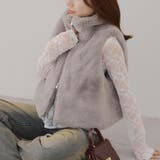 ラビット風ファーダブルジップベスト | RMAF　NICE CLAUP / OLIVE des OLIVE | 詳細画像1 
