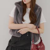 チャコール | ラビット風ファーダブルジップベスト | RMAF　NICE CLAUP / OLIVE des OLIVE