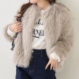 フォックス風ノーカラー ファーコート | RMAF　NICE CLAUP / OLIVE des OLIVE | 詳細画像1 