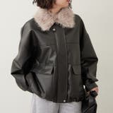 ブラック | 【丈の長さを選べる】ティペット付合皮ブルゾン | RMAF NICE CLAUP / OLIVE des OLIVE