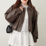 ブラウン | 【丈の長さを選べる】ティペット付合皮ブルゾン | RMAF NICE CLAUP / OLIVE des OLIVE