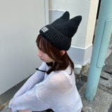 ブラック | ねこみみニット帽 | RMAF　NICE CLAUP / OLIVE des OLIVE
