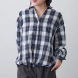 ネイビー | チェックタケノコブラウス | RMAF　NICE CLAUP / OLIVE des OLIVE