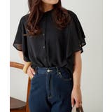 ブラック | 【Web限定】オフィスカジュアルにも♪袖フレアーバンドカラーブラウス | NICE CLAUP / OLIVE des OLIVE　OUTLET