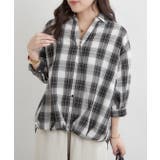 ブラック | 先染めチェックタケノコタックブラウス | RMAF NICE CLAUP / OLIVE des OLIVE