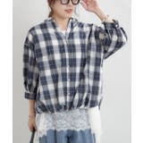 先染めチェックタケノコタックブラウス | RMAF NICE CLAUP / OLIVE des OLIVE | 詳細画像2