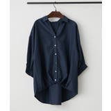 ネイビー | 【オフィスコーデにも◎】多釦バックリボンたけのこブラウス | RMAF NICE CLAUP / OLIVE des OLIVE