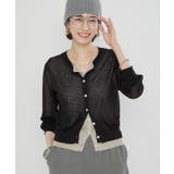 ブラック | シアーレイヤード配色カーディガン | RMAF　NICE CLAUP / OLIVE des OLIVE