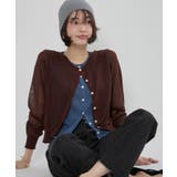 ブラウン | シアーレイヤード配色カーディガン | RMAF　NICE CLAUP / OLIVE des OLIVE