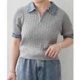 デニム切替ハーフジップ半袖ニット | RMAF　NICE CLAUP / OLIVE des OLIVE | 詳細画像10 