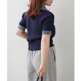 デニム切替ハーフジップ半袖ニット | RMAF　NICE CLAUP / OLIVE des OLIVE | 詳細画像18 