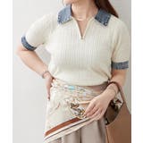 デニム切替ハーフジップ半袖ニット | RMAF　NICE CLAUP / OLIVE des OLIVE | 詳細画像2 