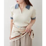 デニム切替ハーフジップ半袖ニット | RMAF　NICE CLAUP / OLIVE des OLIVE | 詳細画像3 