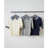 デニム切替ハーフジップ半袖ニット | RMAF　NICE CLAUP / OLIVE des OLIVE | 詳細画像20 