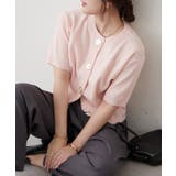 ピンク | ビッグボタンクルーネック5分袖カーディガン | RMAF　NICE CLAUP / OLIVE des OLIVE
