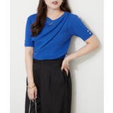 ブルー | 【Web限定】冷感ウォッシャブルドレープ半袖ニット | NICE CLAUP / OLIVE des OLIVE　OUTLET