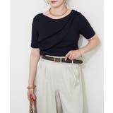 ネイビー | 【Web限定】冷感ウォッシャブルドレープ半袖ニット | NICE CLAUP / OLIVE des OLIVE　OUTLET
