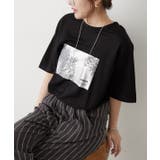ブラック | 【接触冷感】カノコ箔かすれプリントTシャツ | RMAF NICE CLAUP / OLIVE des OLIVE