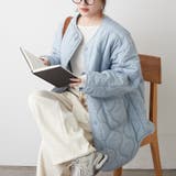 サックス | 軽くて暖かい、パイピングキルトジャケット | RMAF　NICE CLAUP / OLIVE des OLIVE