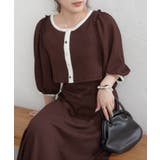 ブラウン | 【Web限定】配色カットジャガードアンサンブル | NICE CLAUP / OLIVE des OLIVE　OUTLET