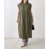 カーキ | 【NAO】夏も快適!コットン100% ピンタック袖レース前釦ワンピース | RMAF NICE CLAUP / OLIVE des OLIVE