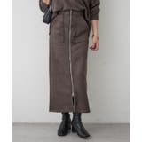 チャコール | 【セットアップ対応】スエポンフロントジップナロースカート | RMAF NICE CLAUP / OLIVE des OLIVE