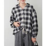 グレー | チェック多釦タケノコタックブラウス | RMAF NICE CLAUP / OLIVE des OLIVE