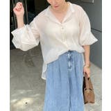 【5色展開】上品な透け感が魅力、シアーダブルボタンブラウス | RMAF NICE CLAUP / OLIVE des OLIVE | 詳細画像12