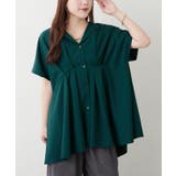 グリーン | ウエストすっきり見え！大人ウエストタックブラウス | RMAF　NICE CLAUP / OLIVE des OLIVE