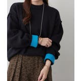 ブラック | 【5色展開】配色使いニットプルオーバー | RMAF NICE CLAUP / OLIVE des OLIVE